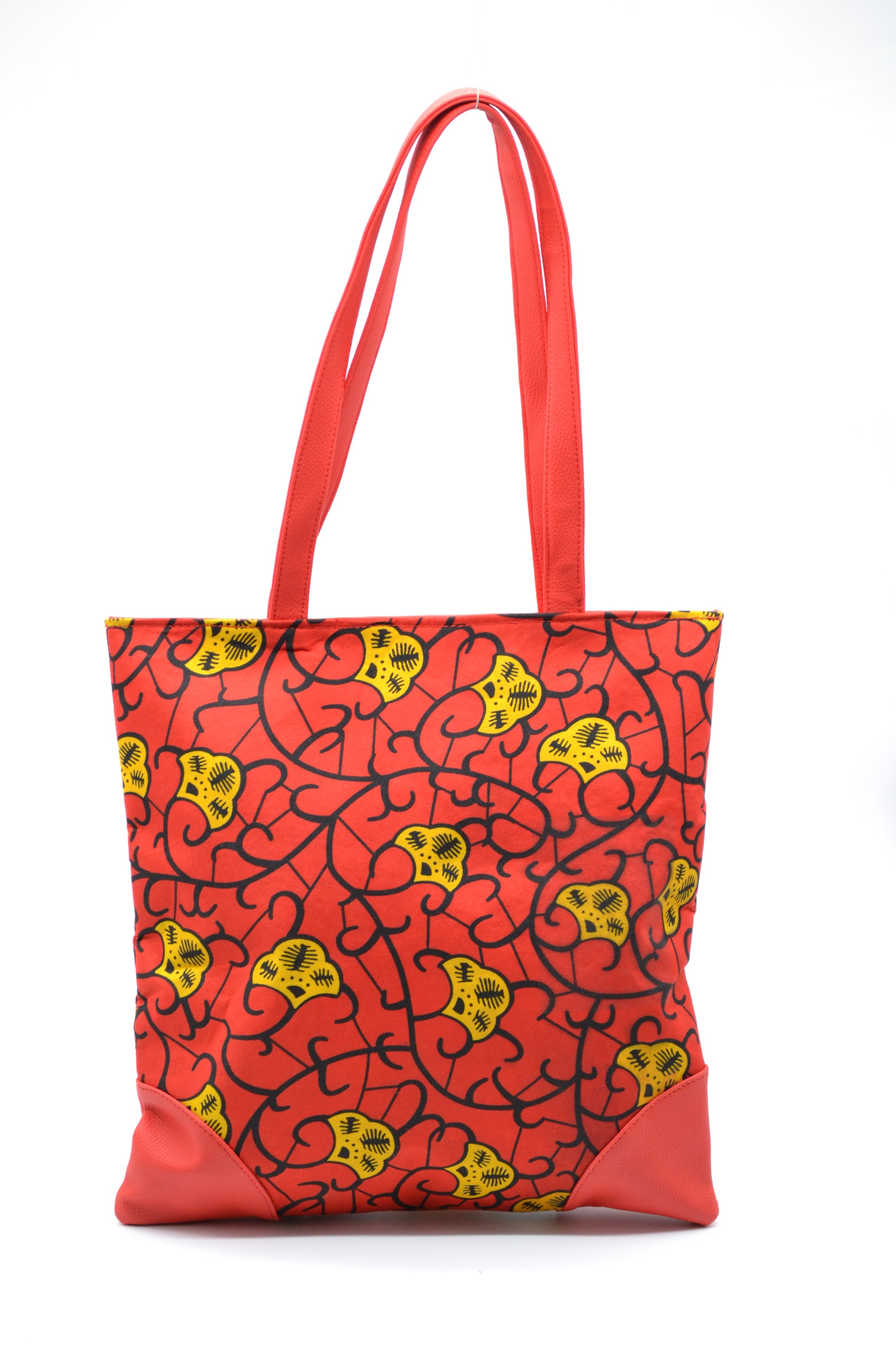 Sac à main chic en Wax avec anses en simili cuir