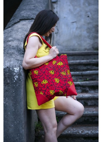 Sac à main chic en Wax avec anses en simili cuir