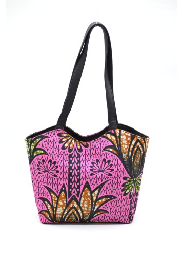 Sac à main artisanal en tissu Wax rose