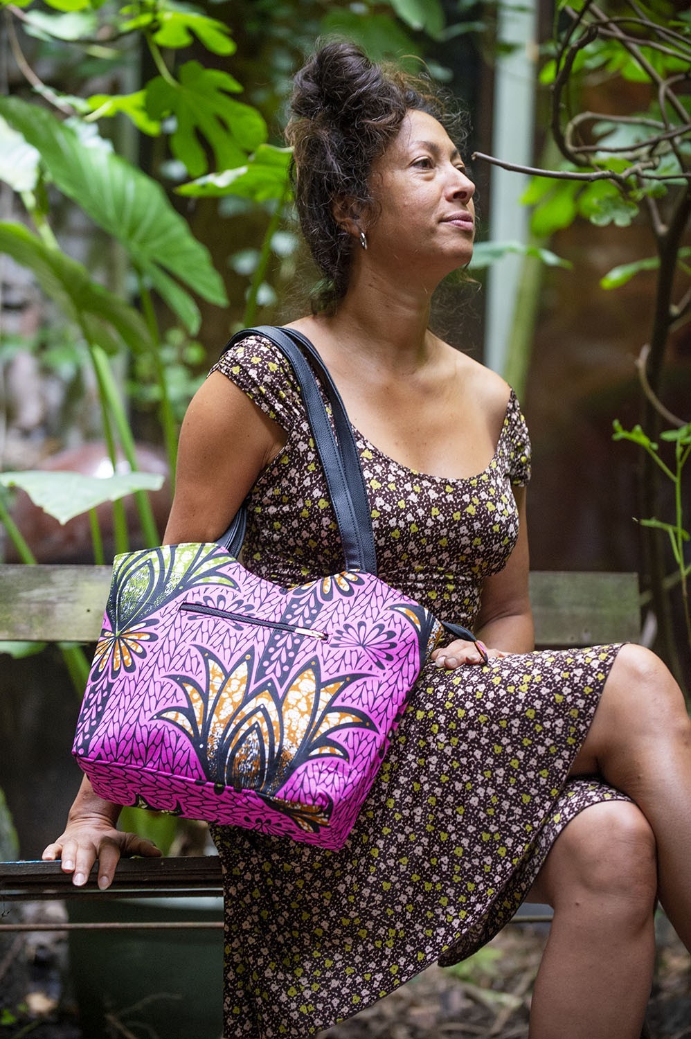 Sac à main artisanal en tissu Wax rose