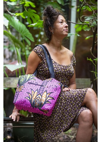 Sac à main artisanal en tissu Wax rose