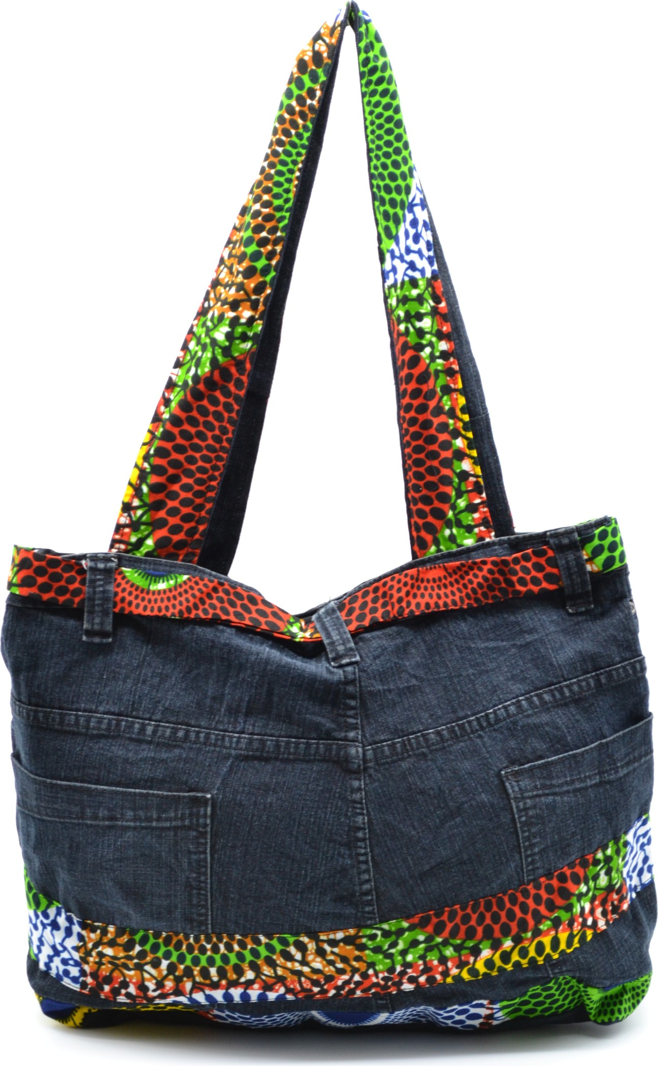 Sac à main artisanal en Jeans et wax