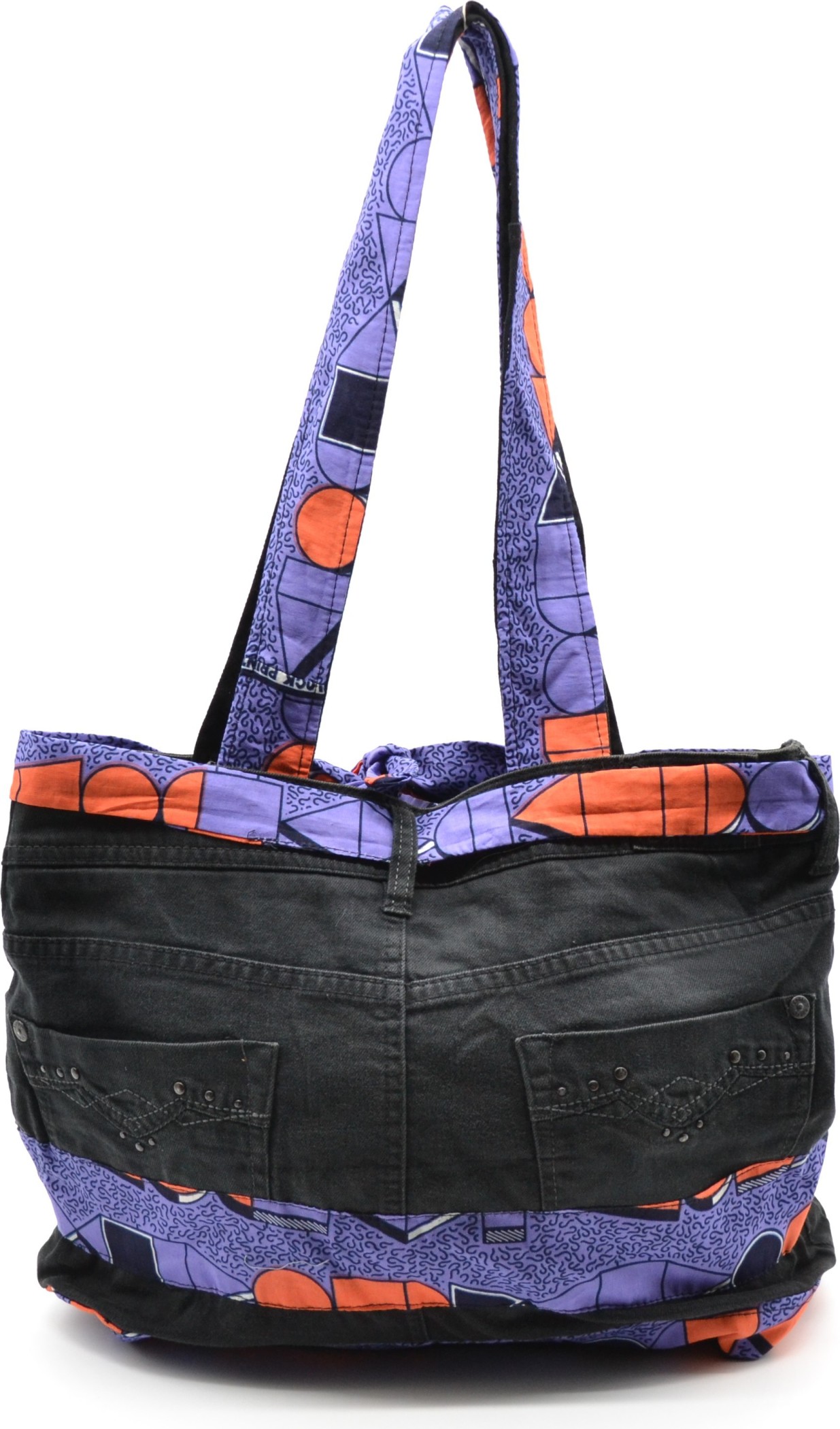 Sac à main en jean customisé et wax