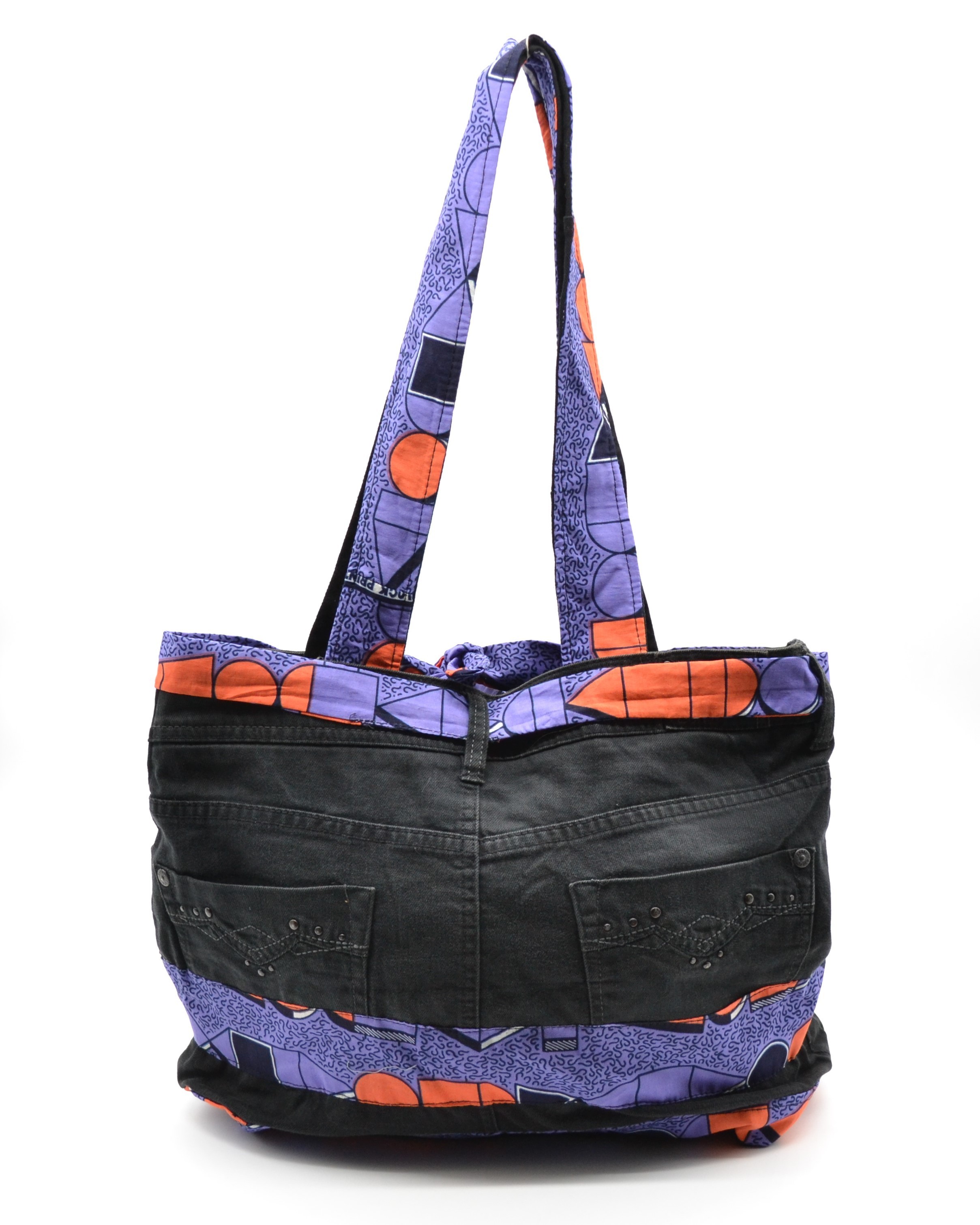 Sac à main en jean customisé et wax