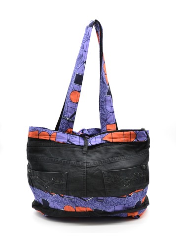 Sac à main en jean customisé et wax