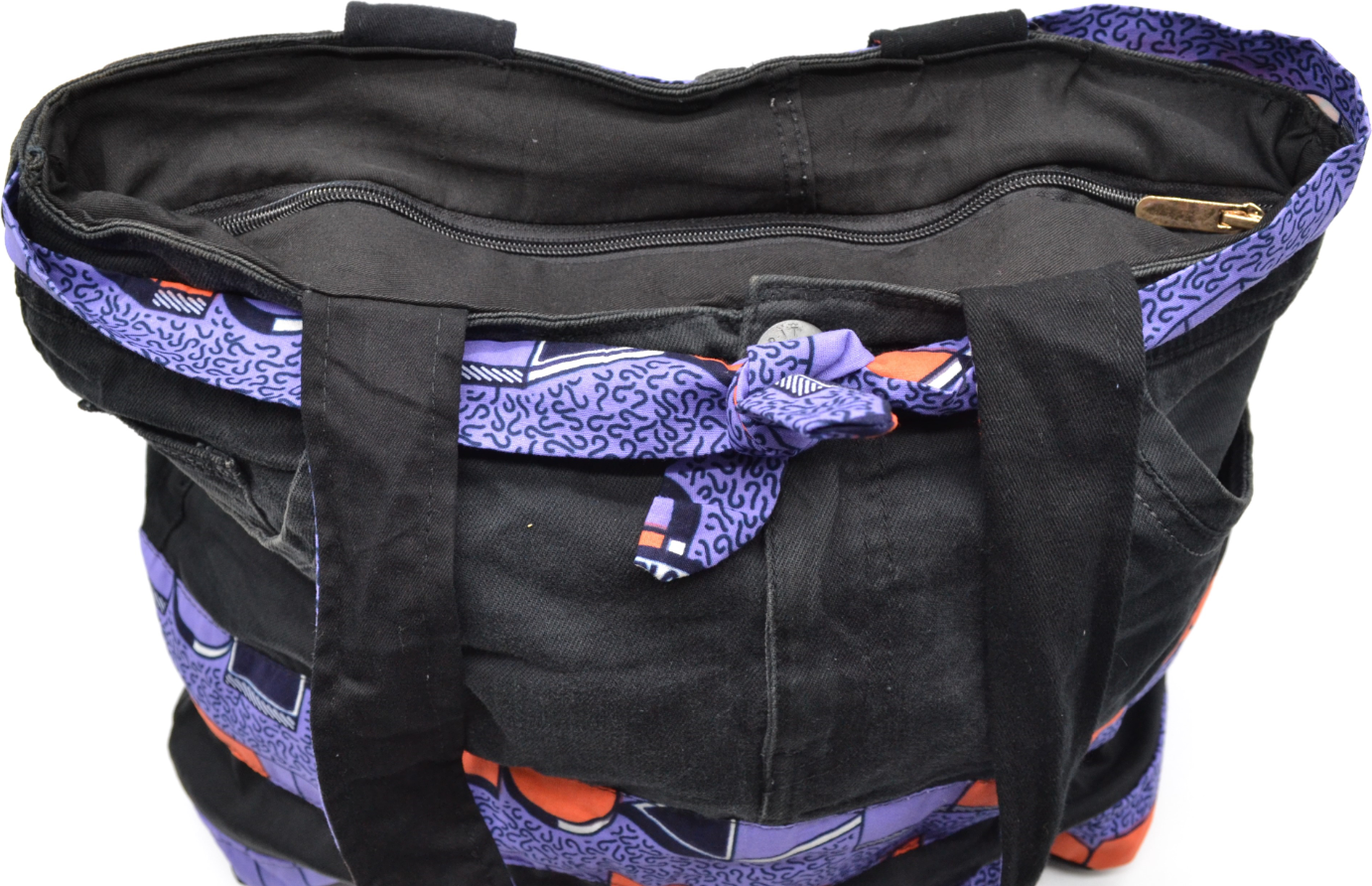 Sac à main en jean customisé et wax