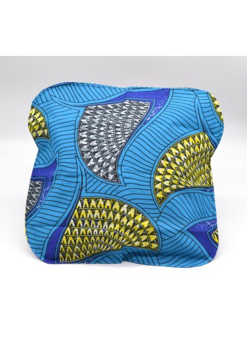 Paire de taie de coussin en tissu wax bleu