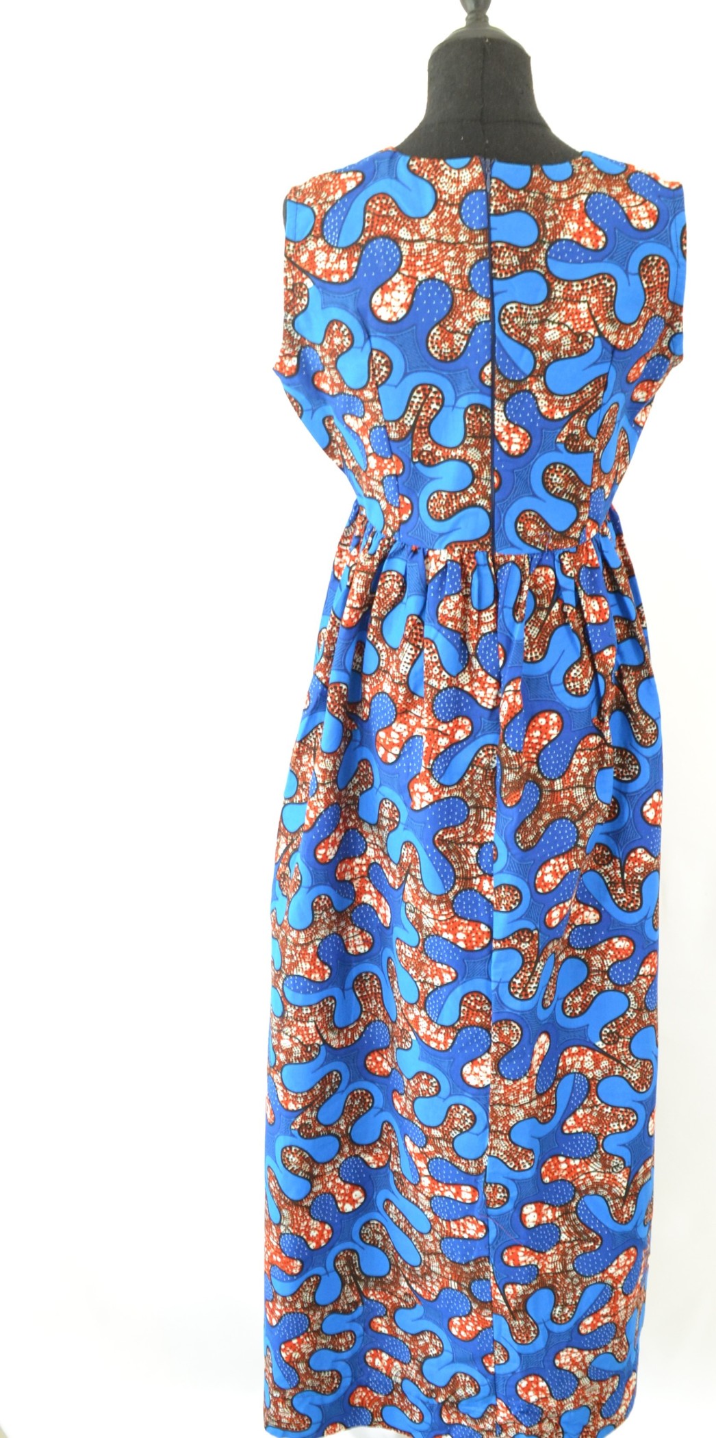 Robe bleue en tissu Wax Robe bleue en tissu Wax