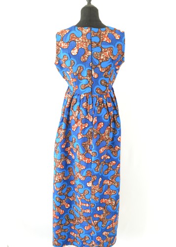 Robe bleue en tissu Wax