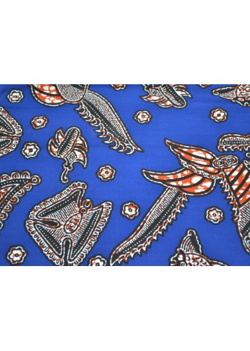 Tissu Wax bleu et rouge vendu au Mètre - PREMIUM