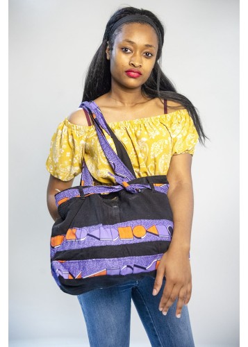 Sac à main en jean customisé et wax