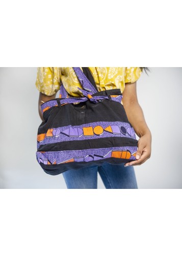 Sac à main en jean customisé et wax