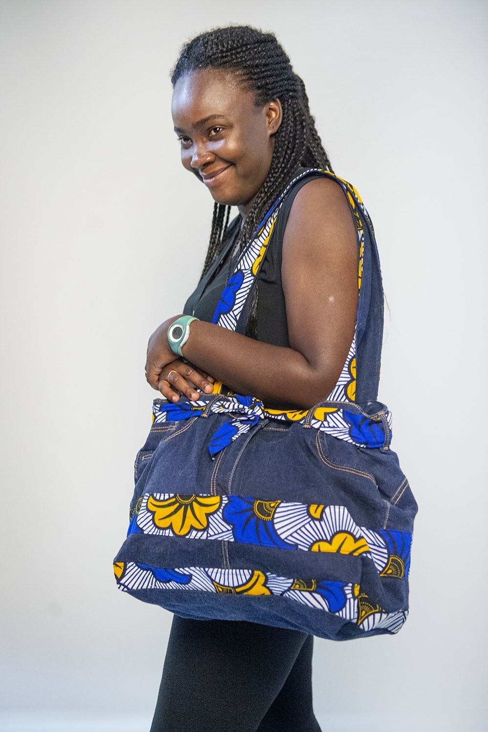 Sac à main africain en Jeans et wax