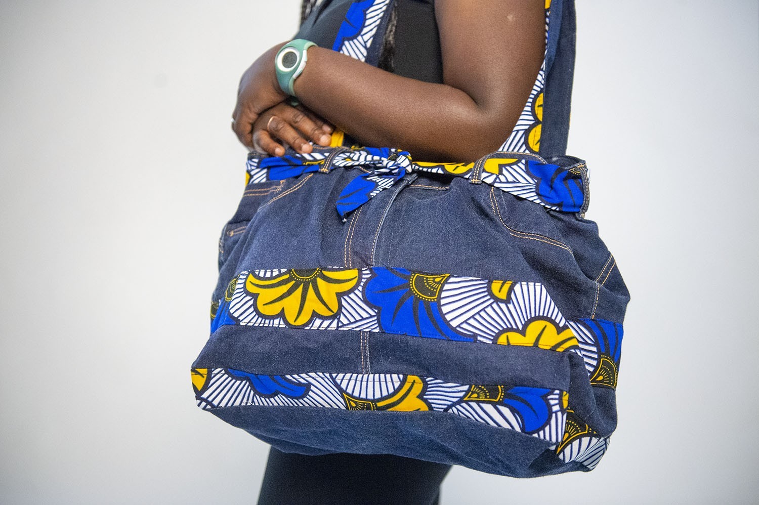 Sac à main africain en Jeans et wax