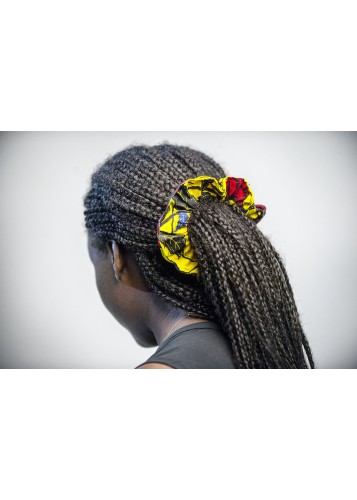 Chouchou jaune en tissu Wax